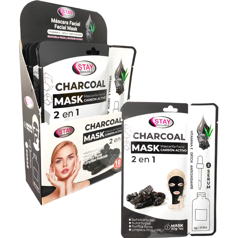 STAY BEAUTIFUL MASCARILLA FACIAL DE CARBÓN ACTIVO 2 EN 1