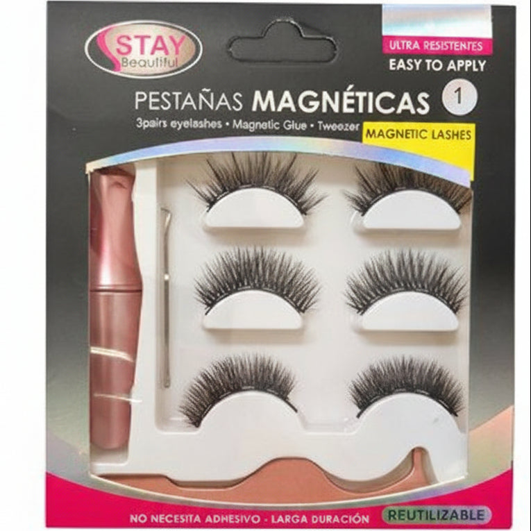 STAY BEAUTIFUL PESTAÑAS MAGNÉTICAS CON PINZA Y GOMA