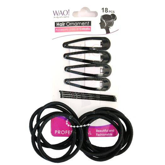 WAO! SET DE COLITAS CON GANCHOS NEGROS 18PCS