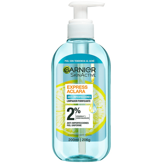 GARNIER SKIN ACTIVE EXPRESS ACLARA GEL LIMPIADOR PROFUNDO ANTI IMPERFECCIONES 200ML