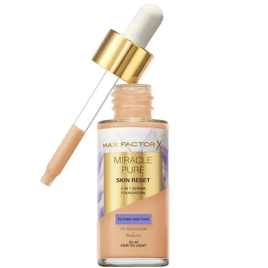 MAX FACTOR MIRACLE PURE SKIN RESET 2N1 SERUM FOUNDATION 30-40 FAIR TO LIGHT
