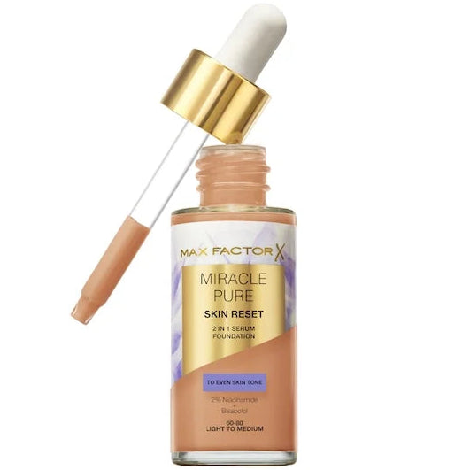 MAX FACTOR MIRACLE PURE SKIN RESET 2N1 SERUM FOUNDATION 60-80 LIGHT TO MEDIUM