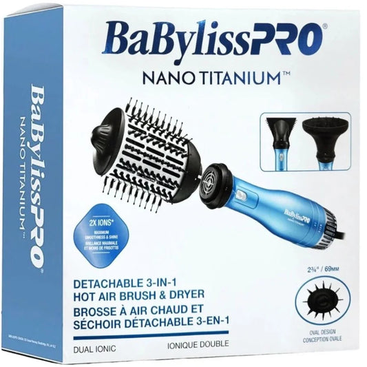 BABYLLISS PRO NANO TITANIUM DETACHABLE 3 IN 1 HOT AIR BRUSH & DRYER
