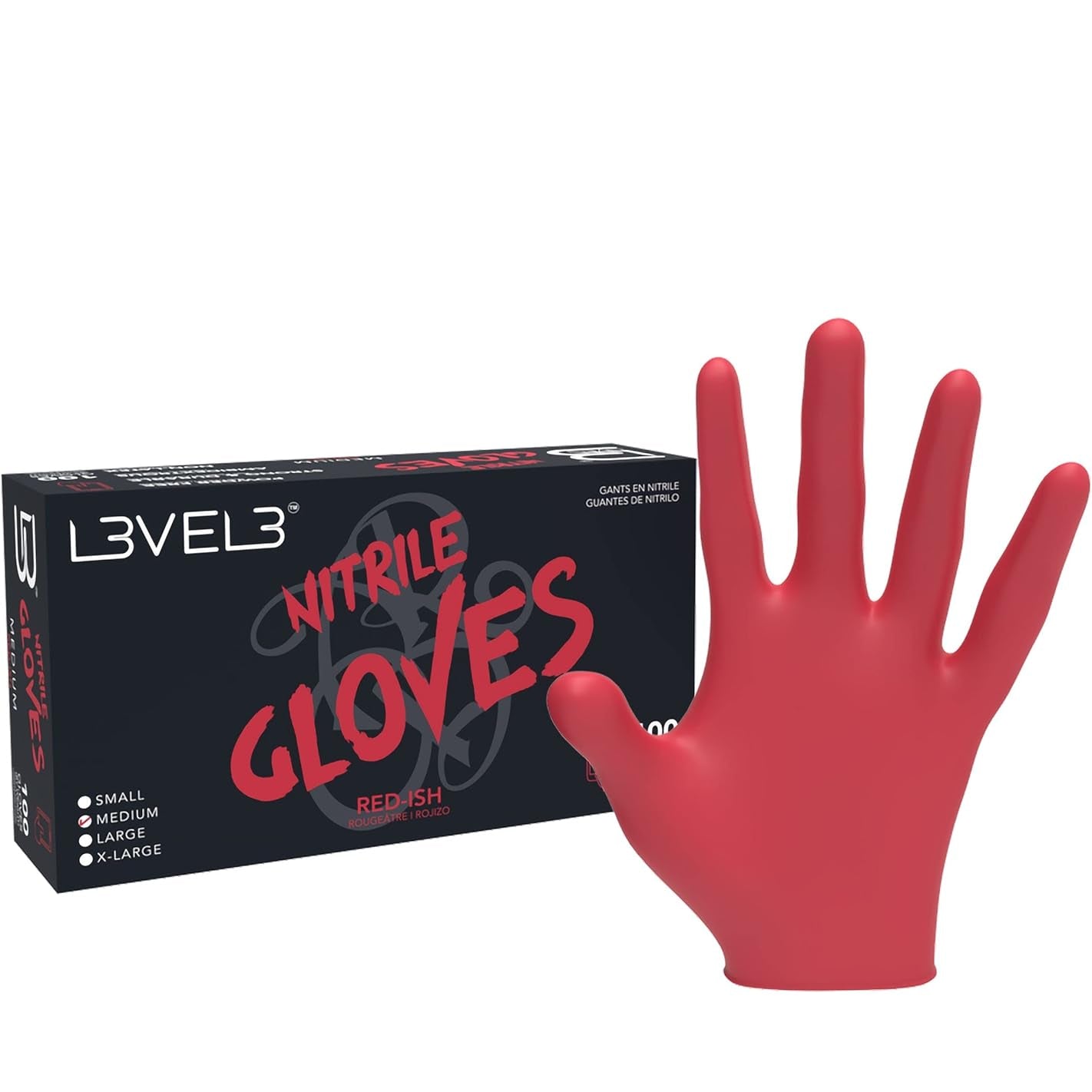 LEVEL3 NITRILE GLOVES RED M