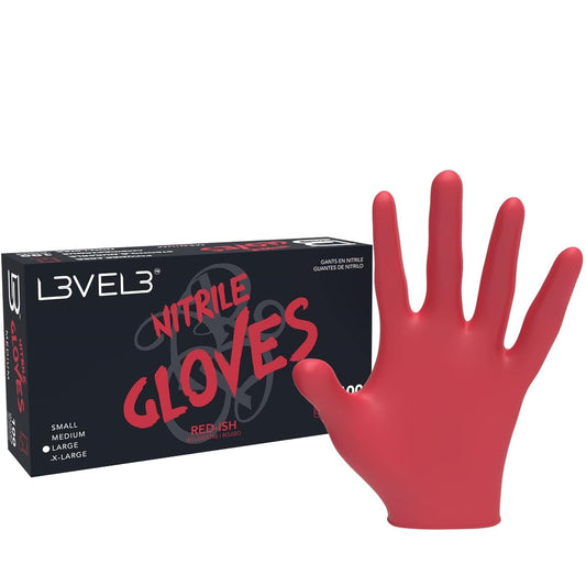 LEVEL3 NITRILE GLOVES RED L