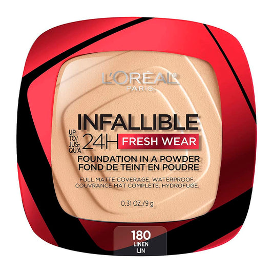 LOREAL PARIS INFALLIBLE 24H FRESH WEAR FOUNDATION IN POWDER 180 LINEN