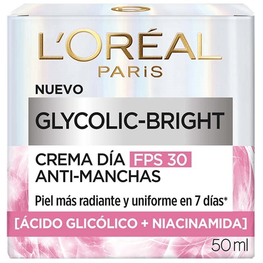 LOREAL PARIS GLYCOLIC-BRIGHT CREMA DÍA FPS30 ANTI-MANCHAS 50ML