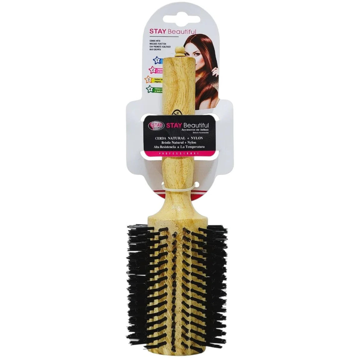 STAY BEAUTIFUL CEPILLO REDONDO DE MADERA PARA SECADOS