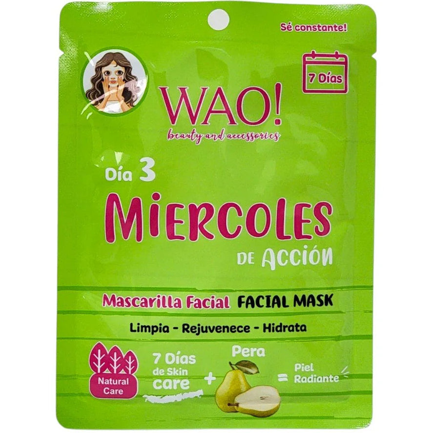WAO! MASCARILLA FACIAL DÍA 3 MIERCOLES DE ACCION DE ESENCIA DE PERA