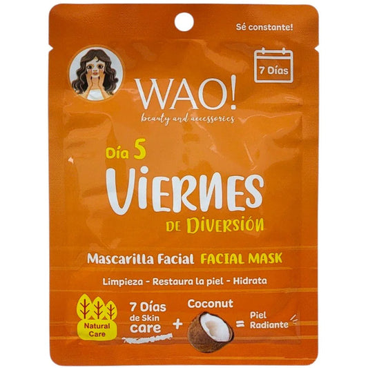 WAO! MASCARILLA FACIAL DÍA 5 VIERNES DE DIVERSION CON COCO RESTAURADOR
