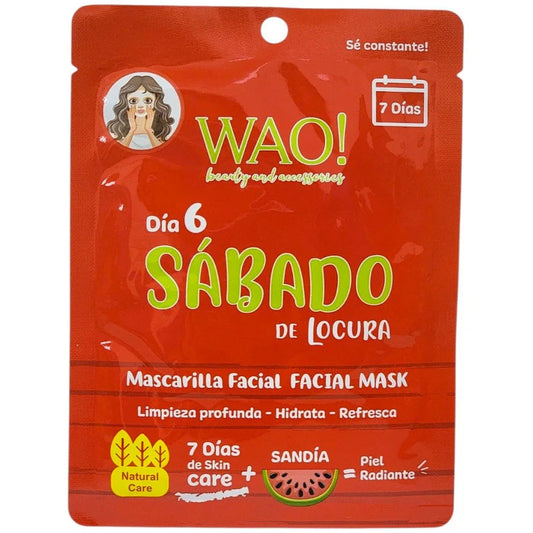 WAO! MASCARILLA FACIAL DÍA 6 SÁBADO DE LOCURA CON ESENCIA DE SANDÍA
