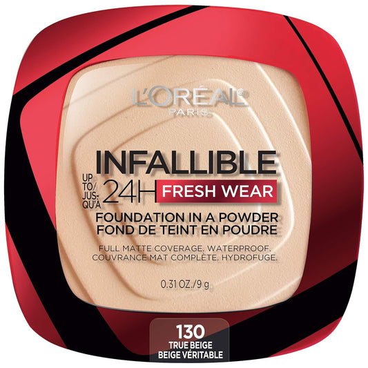 LOREAL PARIS INFALLIBLE 24H FRESH WEAR FOUNDATION IN POWDER 130 TRUE BEIGE