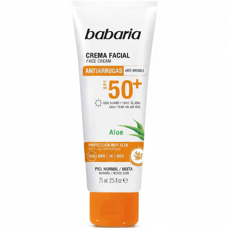 BABARIA CREMA SOLAR FACIAL ANTIARRUGA ALOE SPF 50+ 75ML