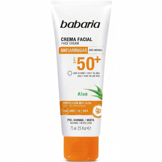 BABARIA CREMA SOLAR FACIAL ANTIARRUGA ALOE SPF 50+ 75ML