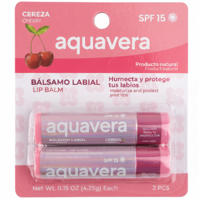 AQUAVERA BÁLSAMO LABIAL CEREZA SET 2PCS