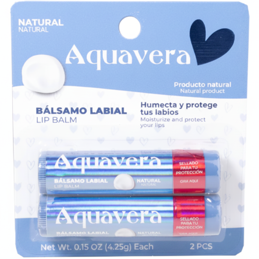 AQUAVERA BÁLSAMO LABIAL NATURAL SET 2 PCS