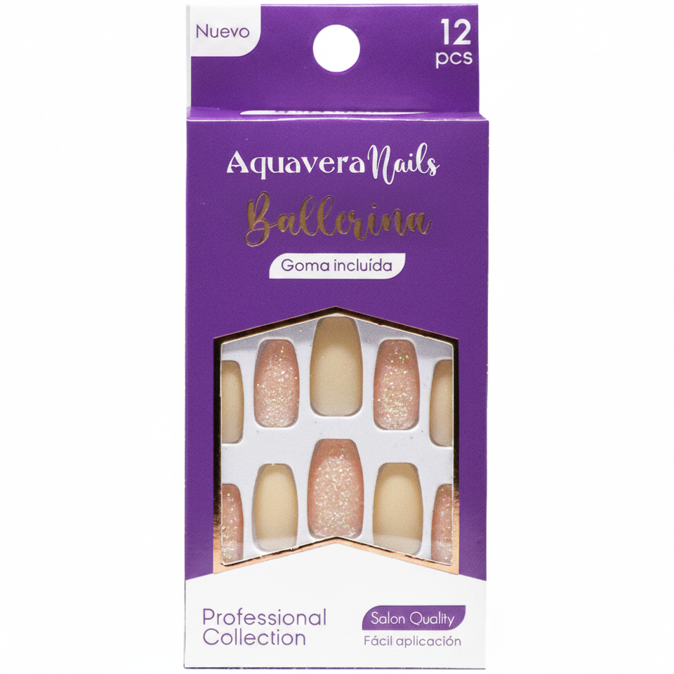 AQUAVERA NAILS BALLERINA 12PCS GOMA INCLUIDA