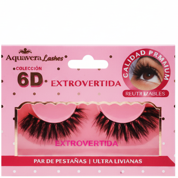 AQUAVERA PAR DE PESTAÑAS 6D EXTROVERTIDA
