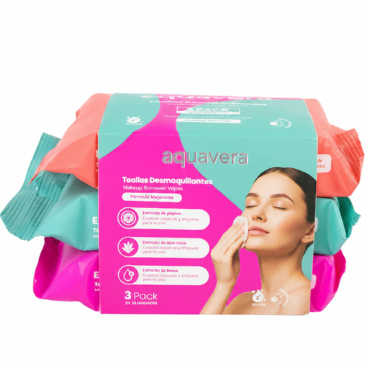 AQUAVERA TOALLITAS DESMAQUILLANTES SET 3PCS