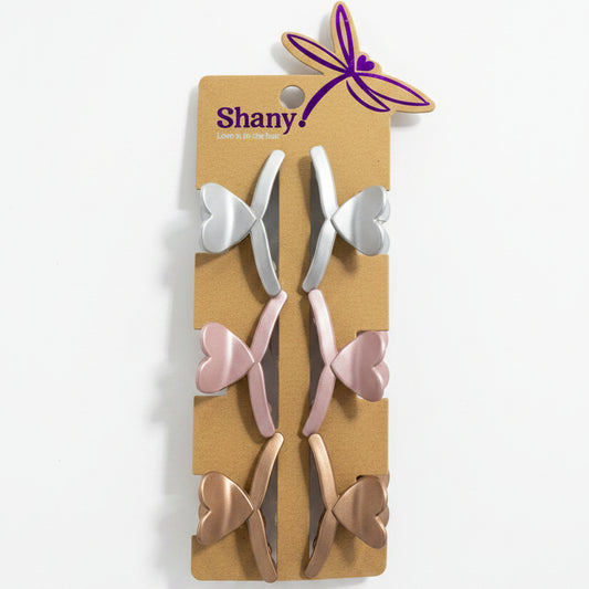 GANCHOS PARA CABELLO CORAZONES CHICOS SET 6 PCS