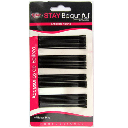 STAY BEAUTIFUL GANCHOS DE CABELLO NEGRO 40UND