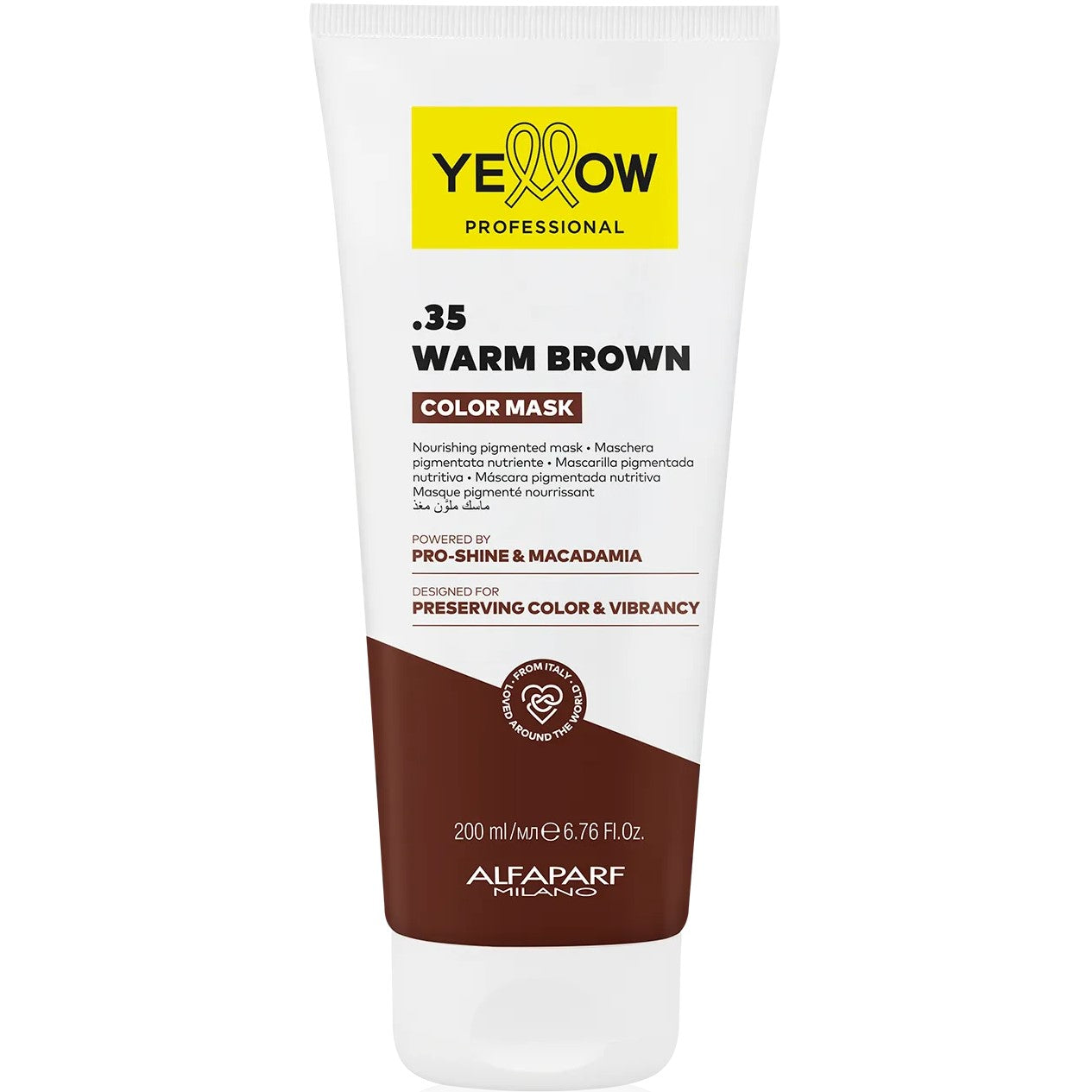 YELLOW PROFESSIONAL COLOR MASK .35 WARM BROWN 200ML